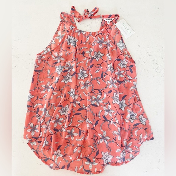 BB Dakota High Round Neck Wendy Floral Cantaloupe Blouse Top Size Small NWT Mint - Picture 1 of 5